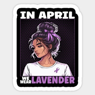 In April We Wear Lavender Messy Bun Stress Awareness Sticker